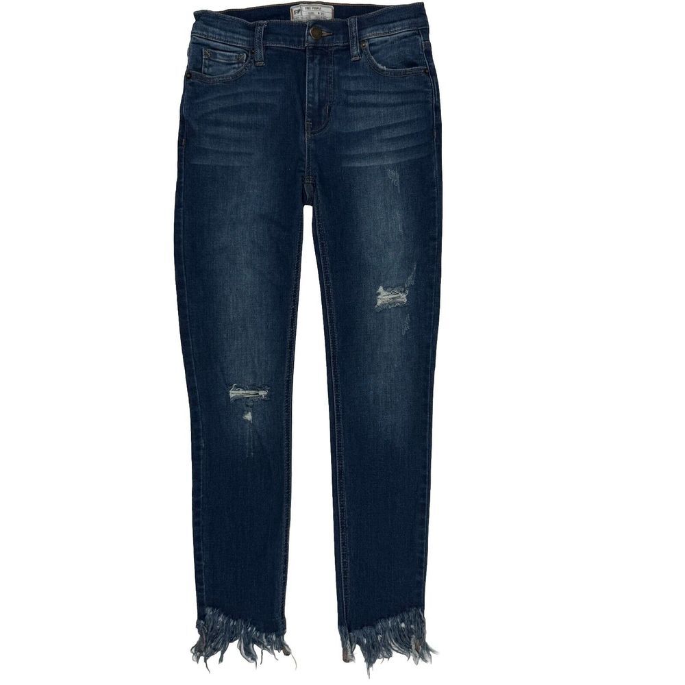 Free People Women's Distressed Jeans Size 24 US Sz 00/XXS Shredded Hem‎ Stretchy